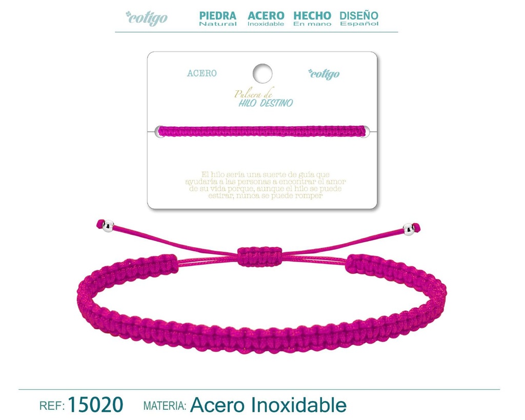 Pulsera de hilo destino en color rosa roja claro - Joyería luminosa y refrescante