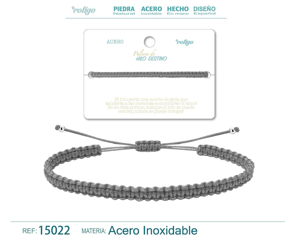 Pulsera de hilo destino en color gris - Accesorios modernos y neutros