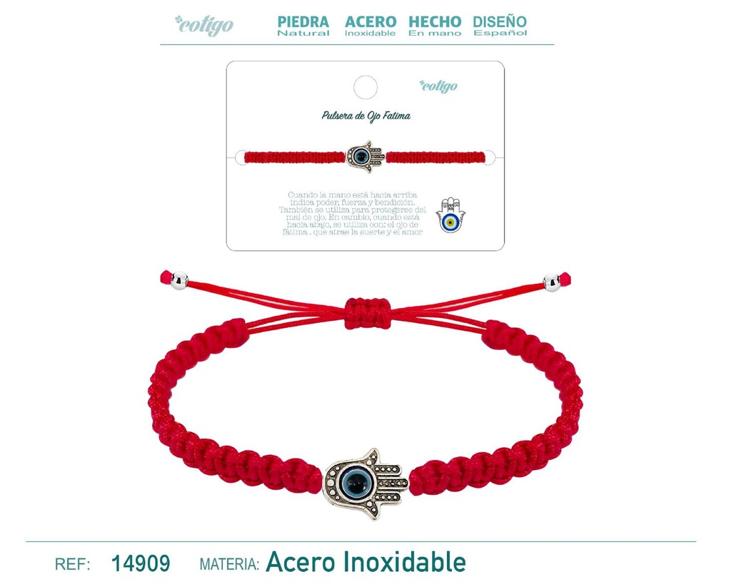 Pulsera de hilo trenzado rojo con mano de Fátima - Accesorios que simbolizan la fe