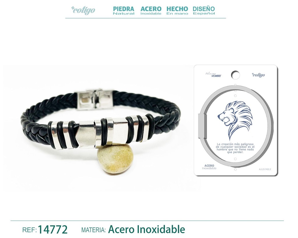 Pulsera de acero con cuero sintético - Accesorios que combinan estilo y durabilidad