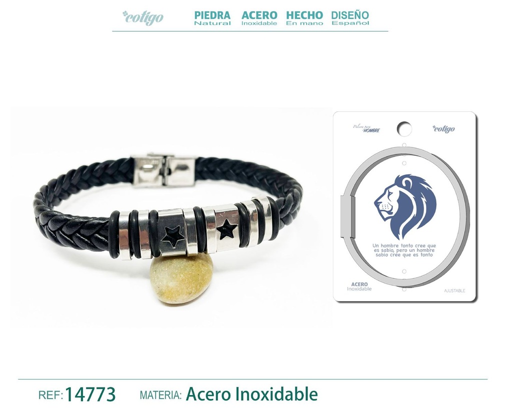 Pulsera de acero con cuero sintético - Joyería que destaca por su diseño