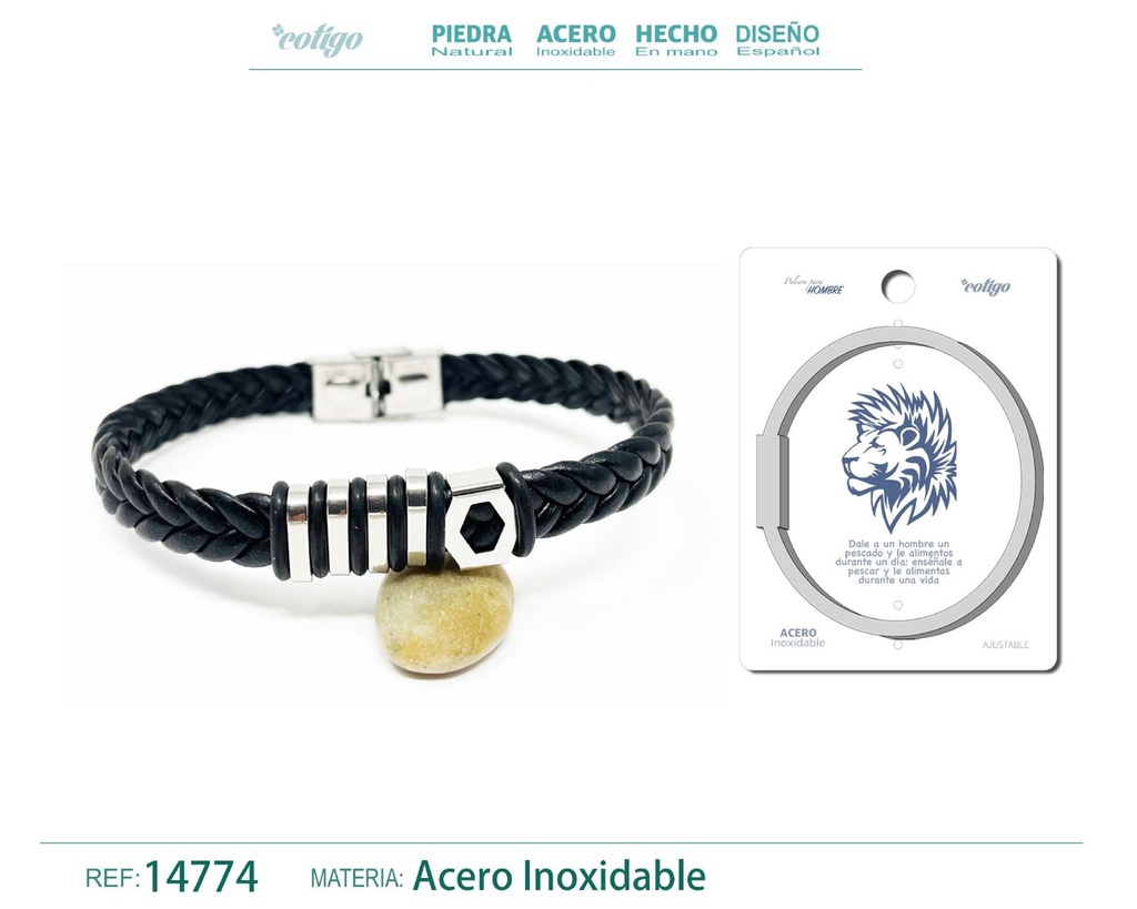 Pulsera de acero con cuero sintético - Accesorios elegantes para cualquier ocasión