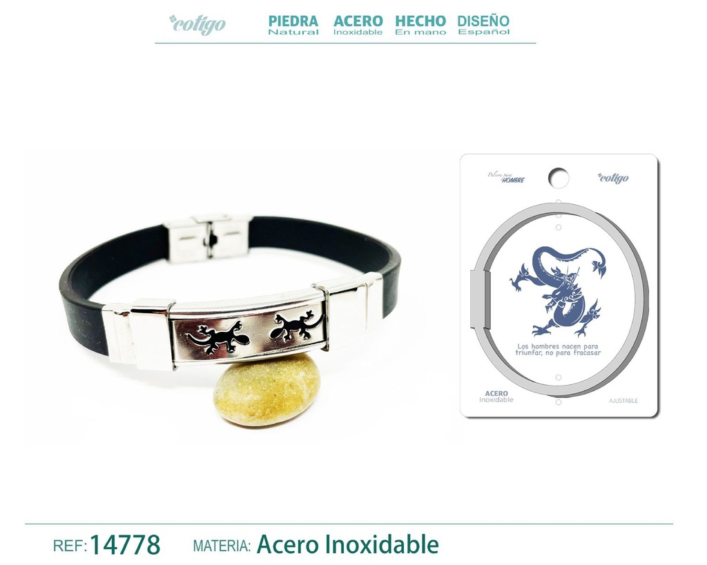 Pulsera de acero con cuero sintético - Joyería ideal para un look moderno