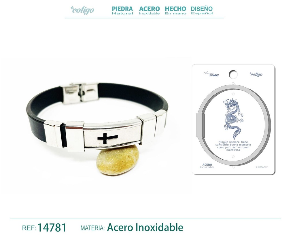 Pulsera de acero con cuero sintético - Accesorios que combinan dos materiales