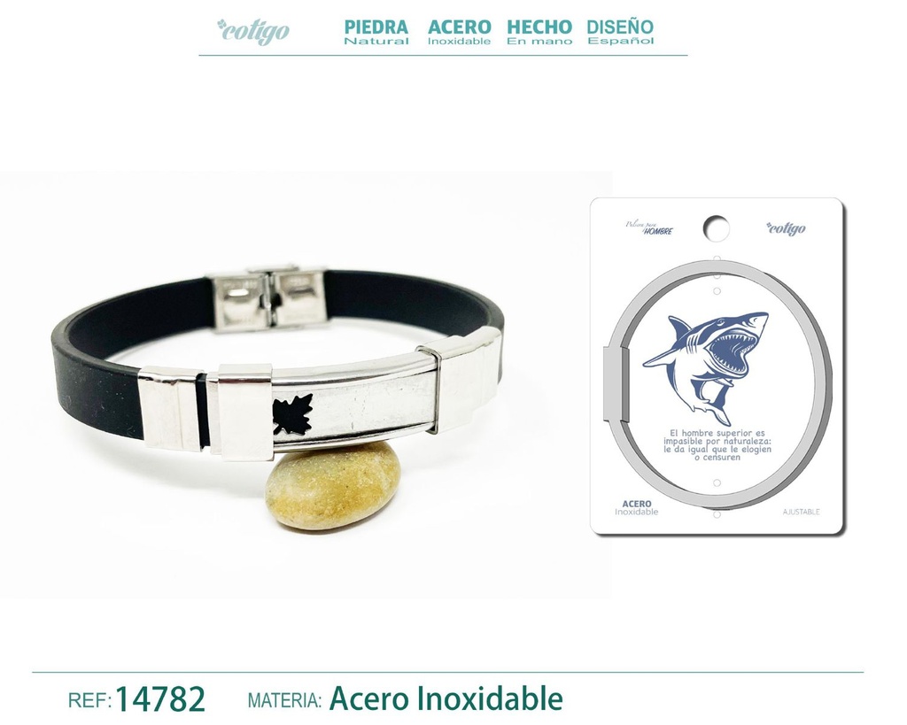 Pulsera de acero con cuero sintético - Joyería resistente y atractiva