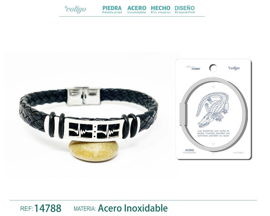 Pulsera de acero con goma - Joyería resistente y cómoda