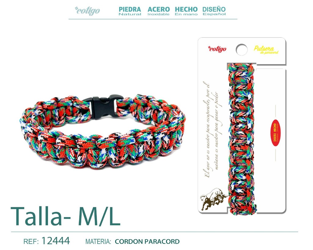 Pulsera paracord trenzado talla M,L - Accesorios perfectos para un estilo casual