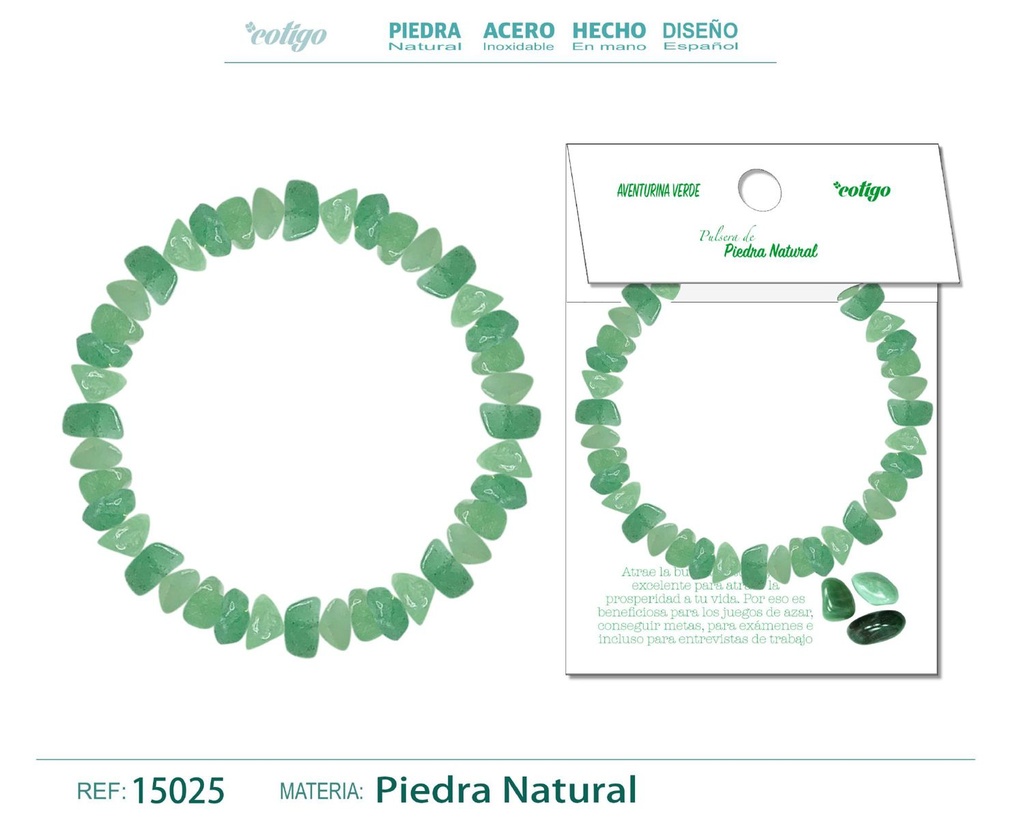 Pulsera de piedra natural aventurina verde - Accesorios que aportan energía