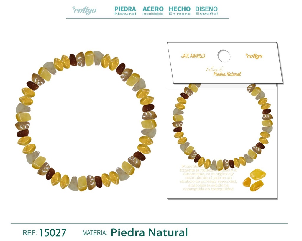 Pulsera de piedra natural jaspe amarillo - Accesorios que evocan la alegría