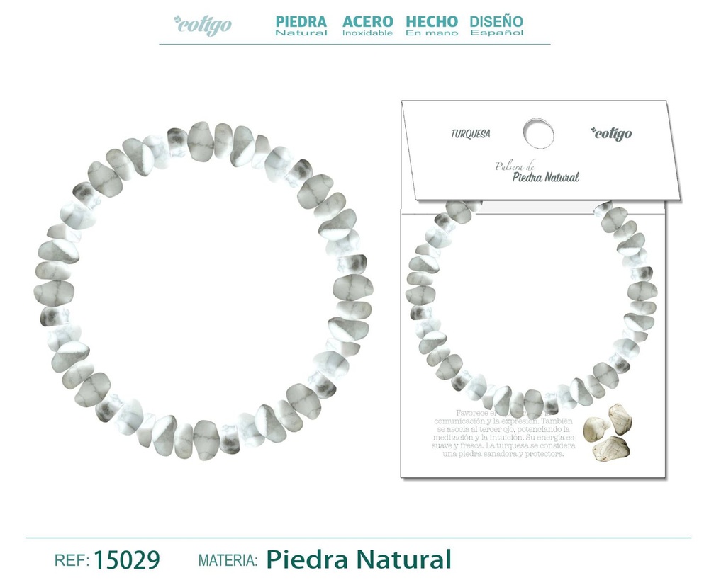 Pulsera de piedra natural turquesa blanco - Accesorios que aportan frescura