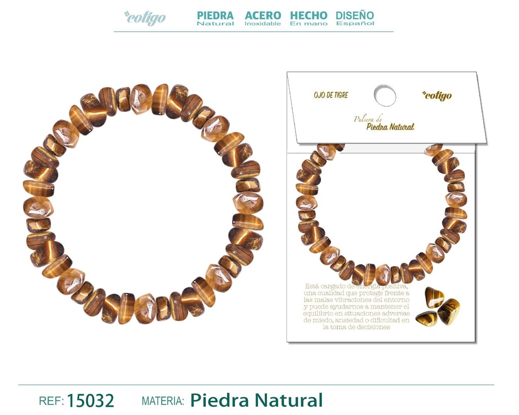 Pulsera de piedra natural Ojo de tigre - Joyería de minerales y accesorios