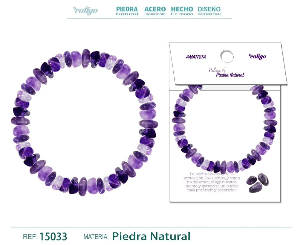 Pulsera de piedra natural Amatista - Joyería de minerales y accesorios