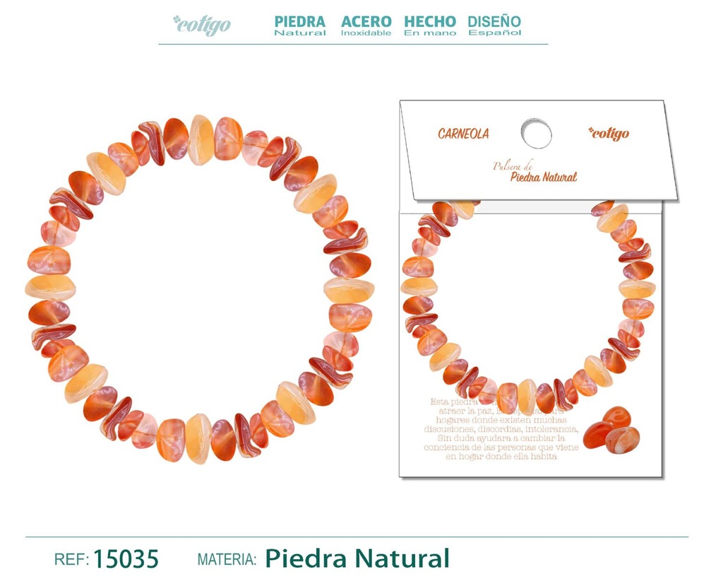 Pulsera de piedra natural Ágata roja - Joyería de minerales y accesorios