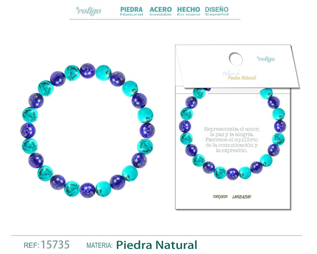 Pulsera de piedra Lápiz lazuli + Turquesa - Joyería de minerales y accesorios