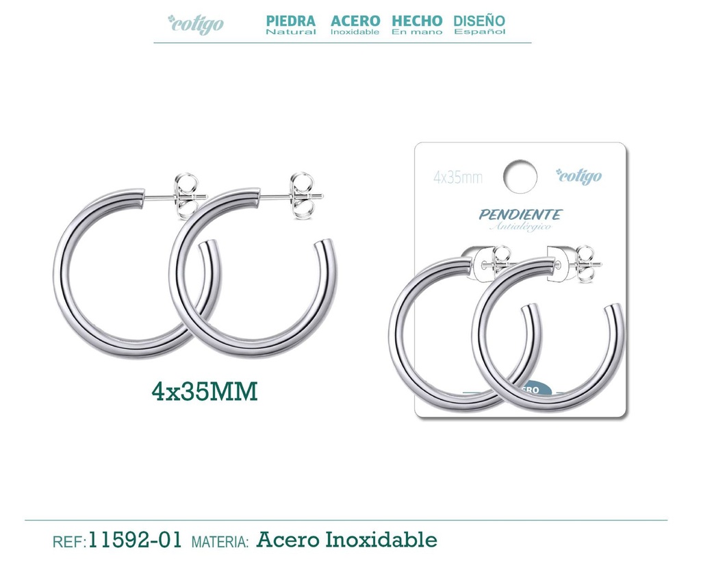 Aro de acero 4x35mm - Joyería de acero inoxidable