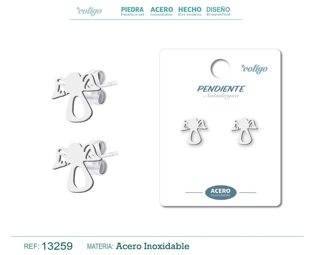 Pendiente acero inoxidable color plateado - Joyería de acero inoxidable