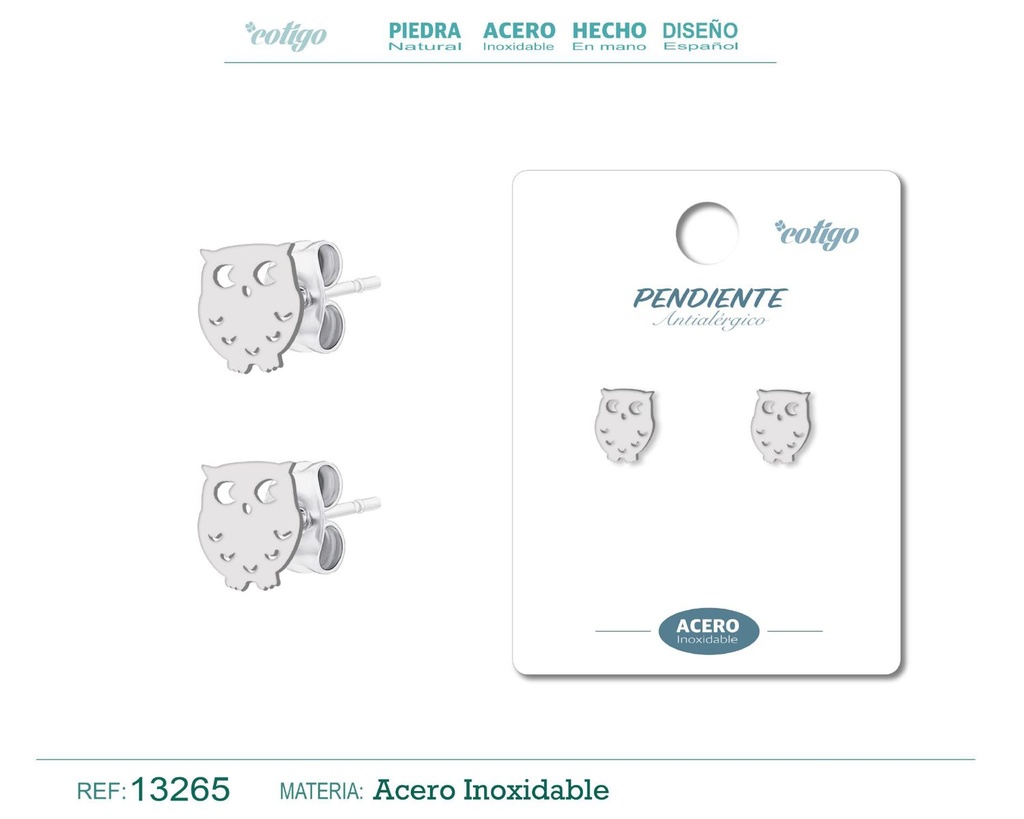 Pendiente acero inoxidable color plateado - Joyería de acero inoxidable