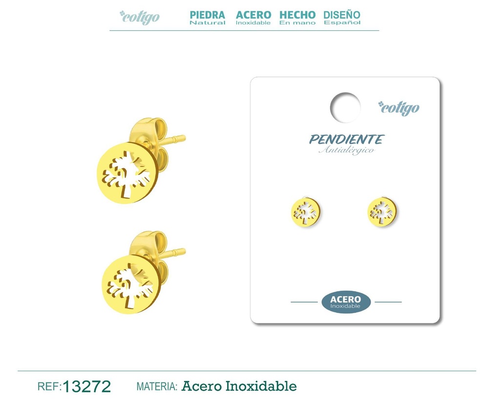 Pendiente acero inoxidable color dorado - Joyería de acero inoxidable