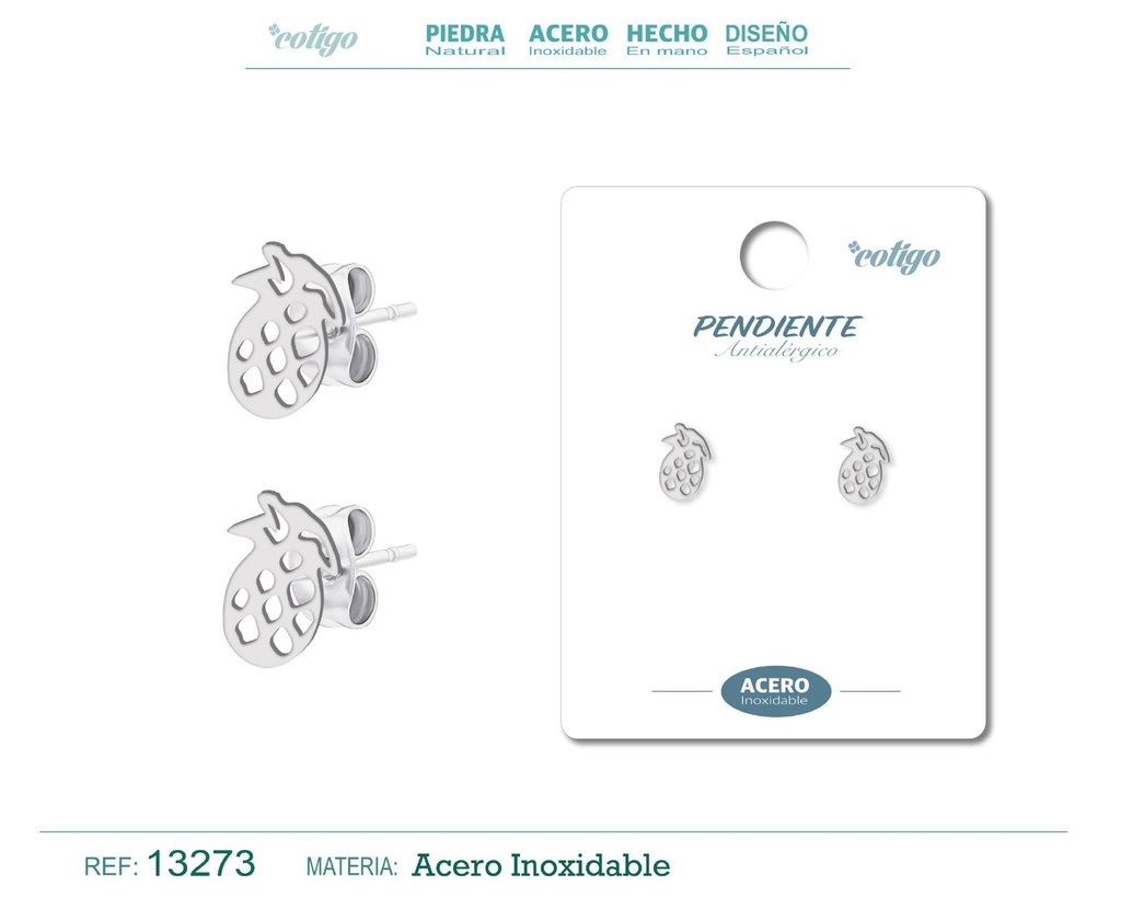 Pendiente acero inoxidable color plateado - Joyería de acero inoxidable
