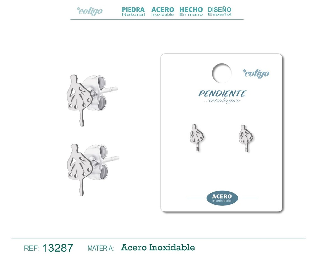 Pendiente acero inoxidable color plateado - Joyería de acero inoxidable