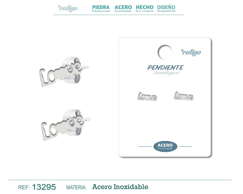 Pendiente acero inoxidable color plateado - Joyería de acero inoxidable