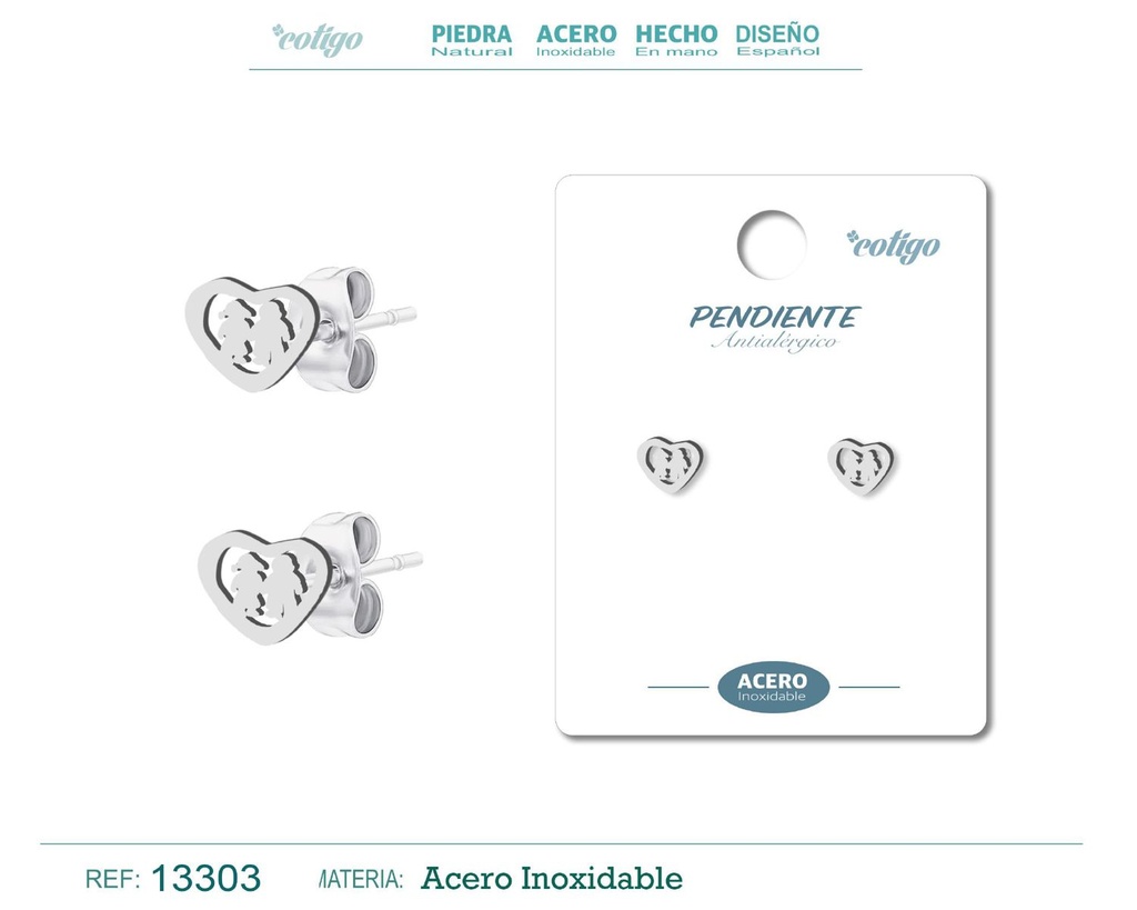 Pendiente acero inoxidable color plateado - Joyería de acero inoxidable