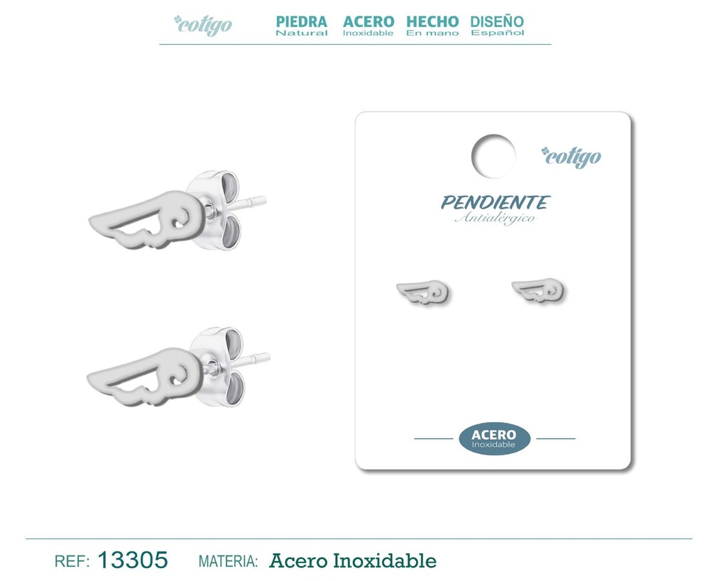 Pendiente acero inoxidable color plateado - Joyería de acero inoxidable