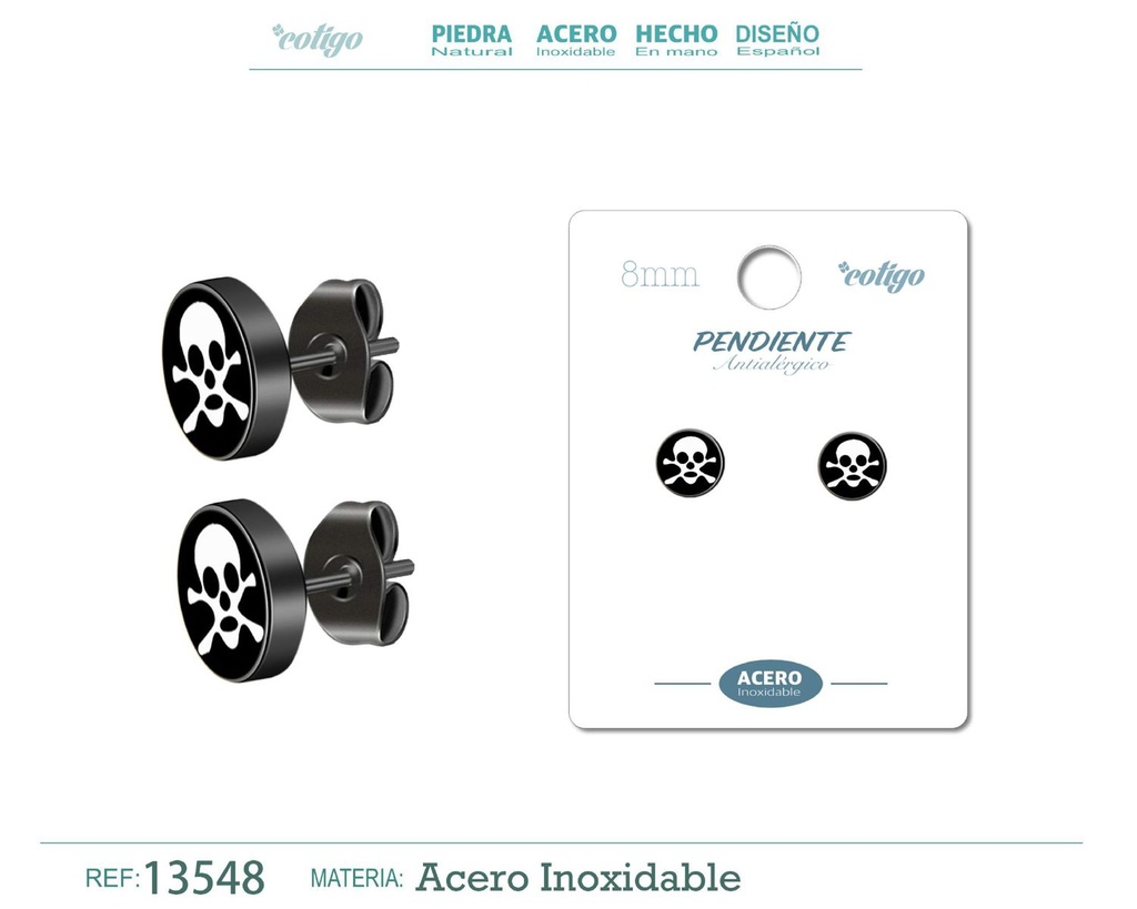 Pendiente de acero color negro - Joyería masculina y accesorios de moda