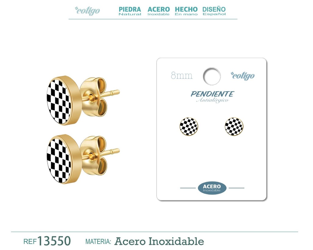 Pendiente de acero color dorado - Joyería masculina y accesorios de moda