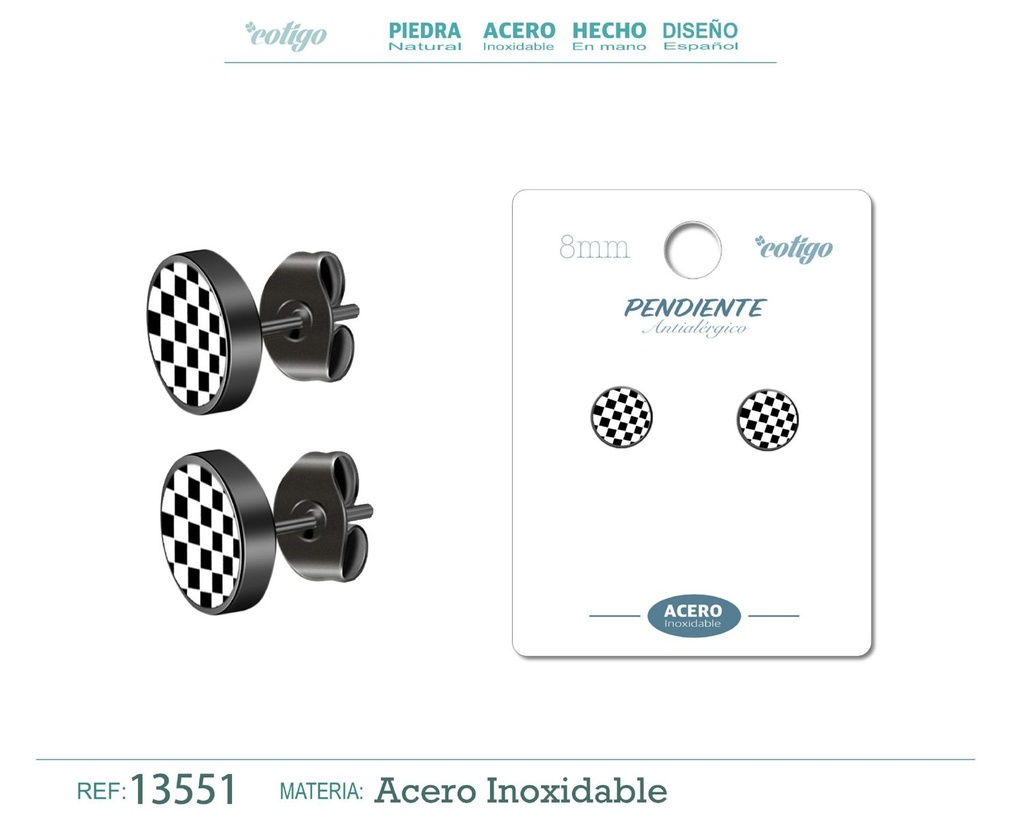Pendiente de acero color negro - Joyería masculina y accesorios de moda