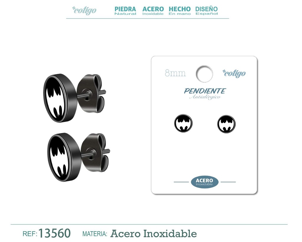 Pendiente de acero color negro - Joyería masculina y accesorios de moda
