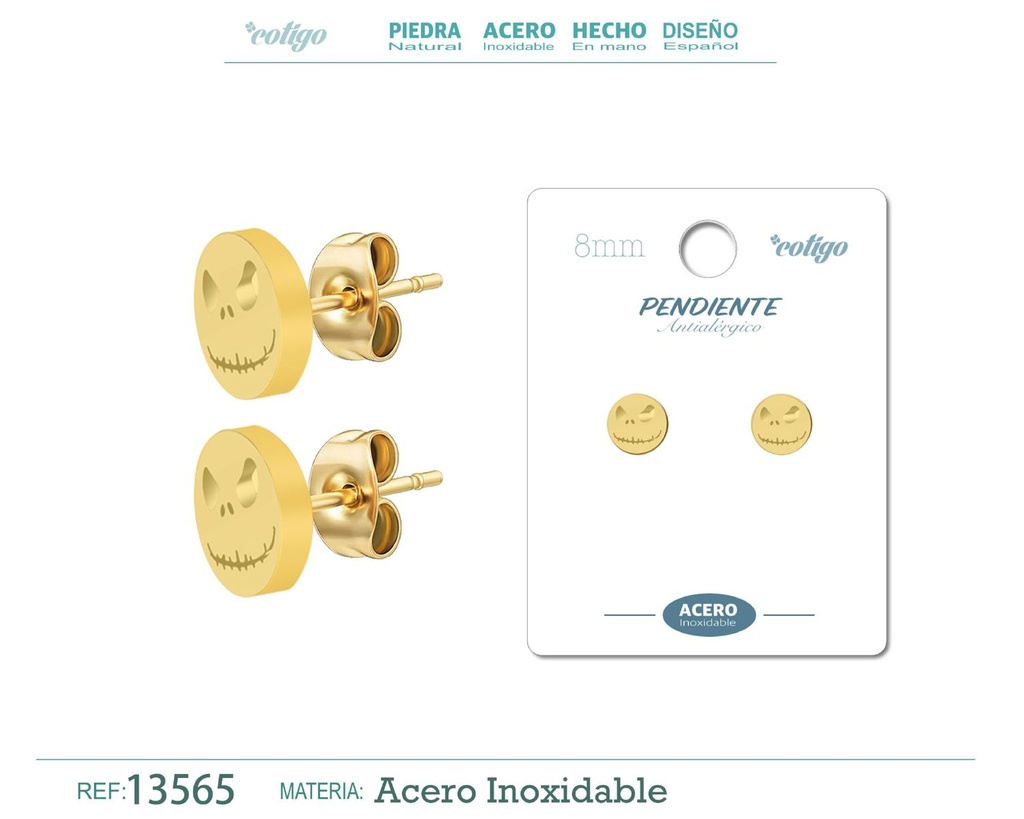 Pendiente de acero color dorado - Joyería masculina y accesorios de moda