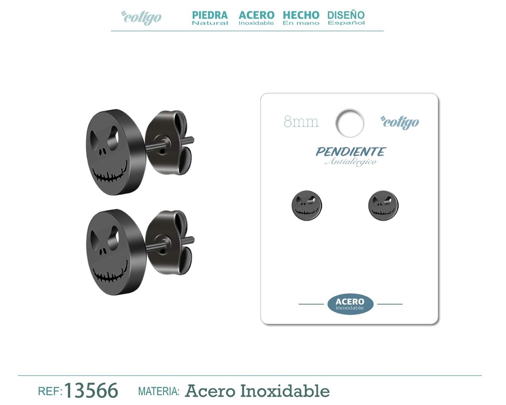 Pendiente de acero color negro - Joyería masculina y accesorios de moda