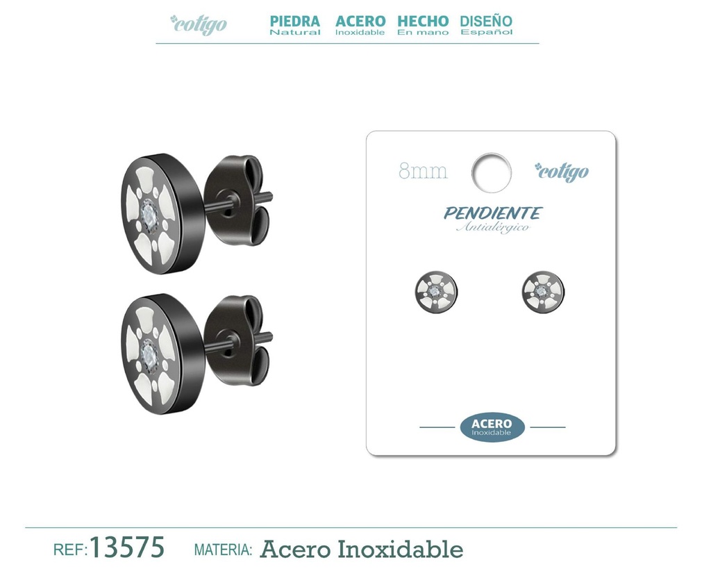 Pendiente de acero color negro - Joyería masculina y accesorios de moda