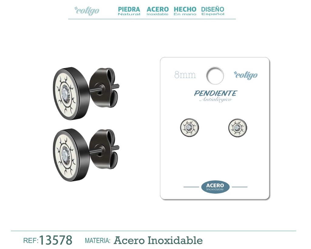 Pendiente de acero color negro - Joyería masculina y accesorios de moda