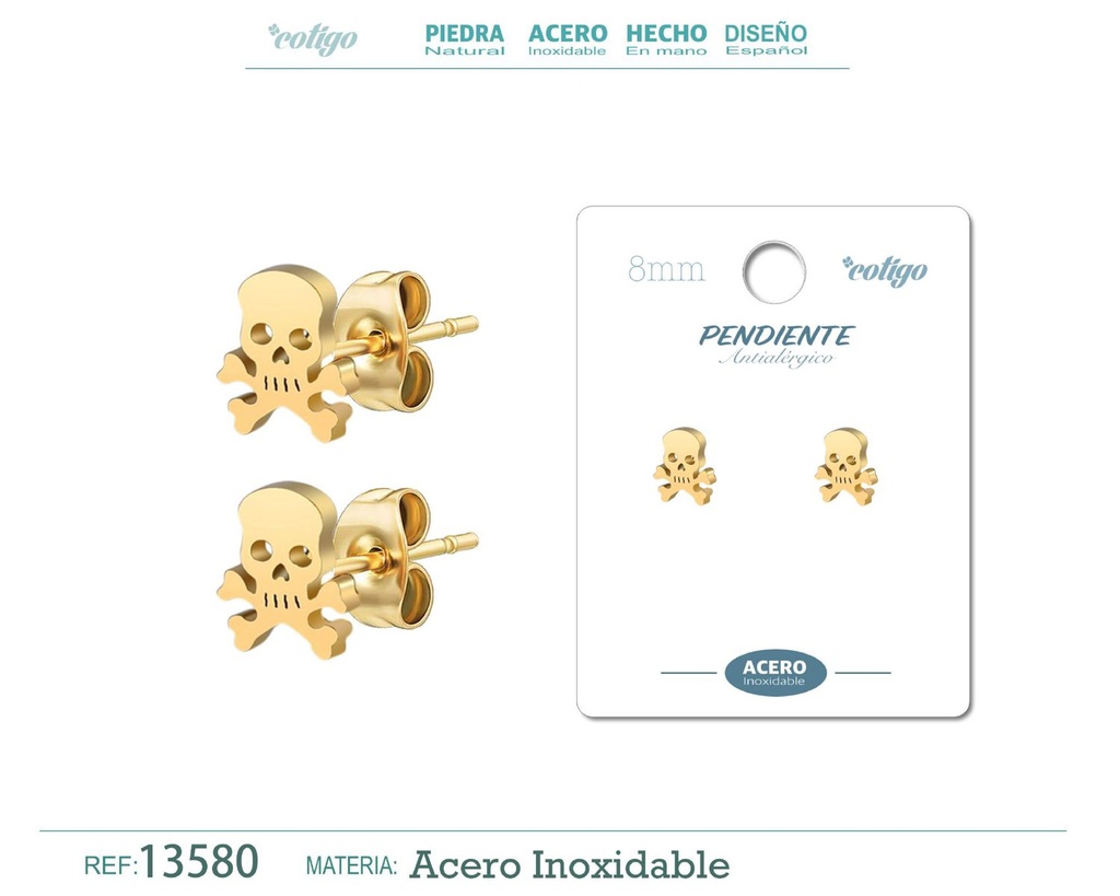 Pendiente de acero color dorado - Joyería masculina y accesorios de moda