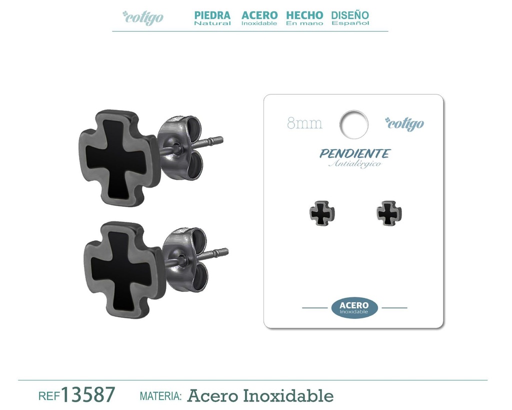 Pendiente de Acero color Negro para Hombre - Accesorios elegantes