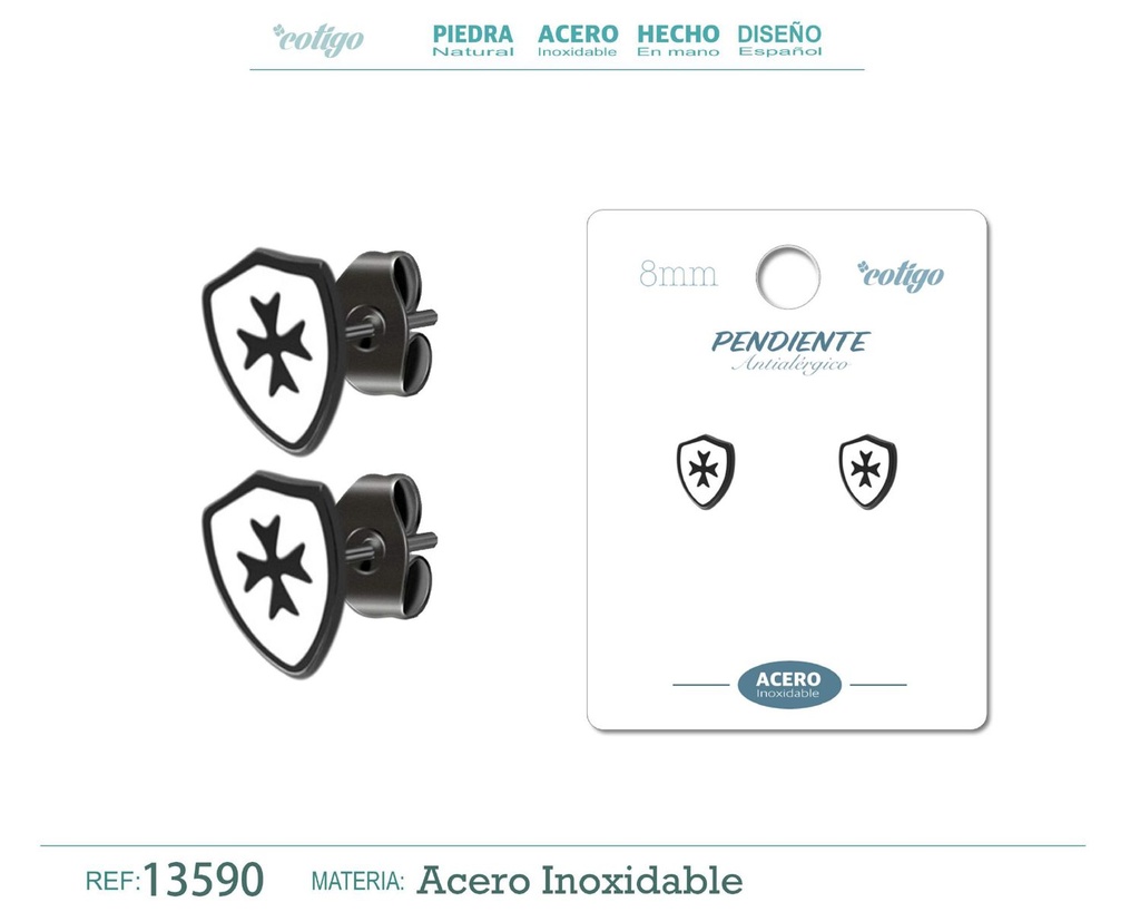 Pendiente de Acero color Negro para Hombre - Accesorios modernos