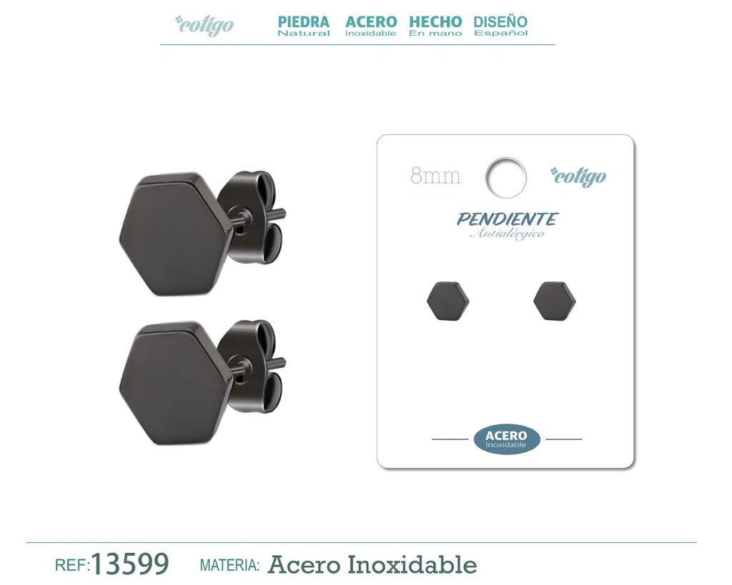 Pendiente de Acero color Negro para Hombre - Moda masculina