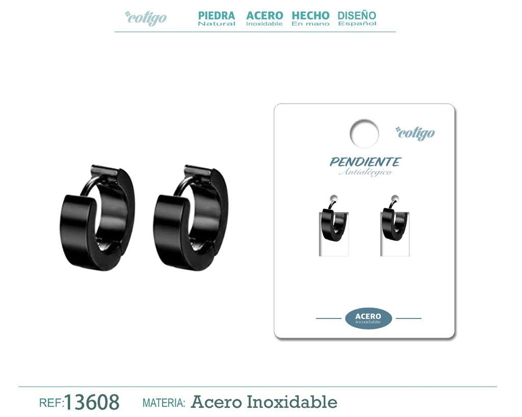 Pendiente de Acero color Negro para Hombre - Joyería atemporal