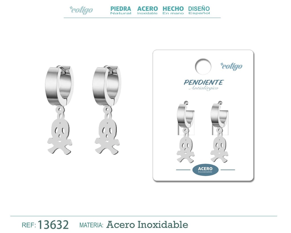 Pendiente de Acero color Plateado para Hombre - Estilo contemporáneo