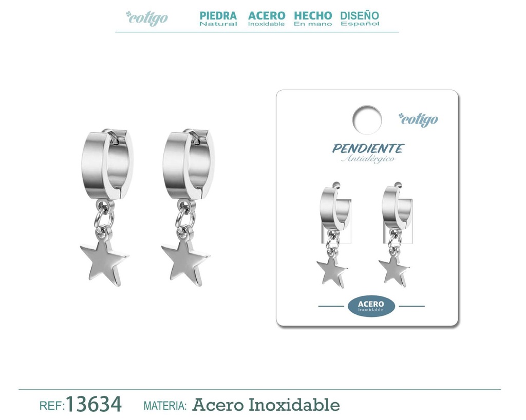 Pendiente de Acero color Plateado para Hombre - Joyería actual