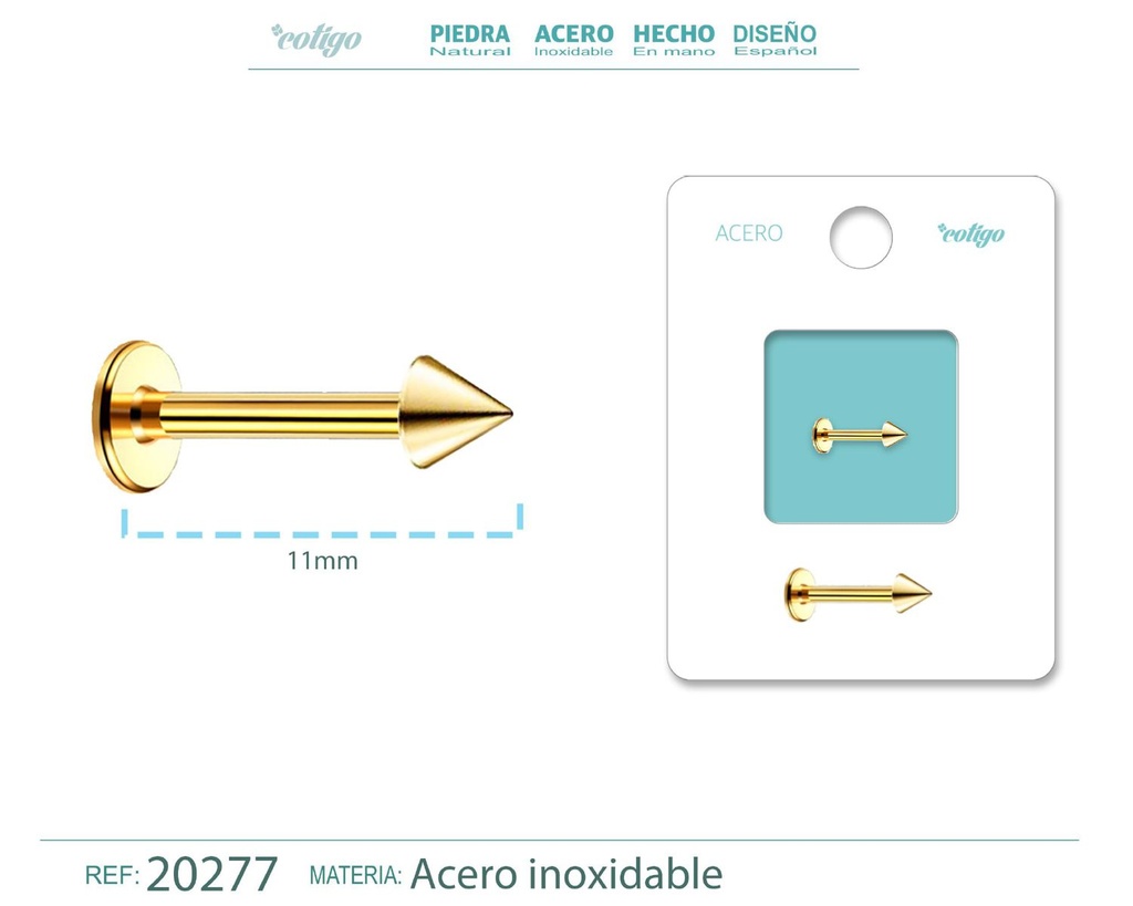 Piercing de Acero Dorado - Superficies brillantes