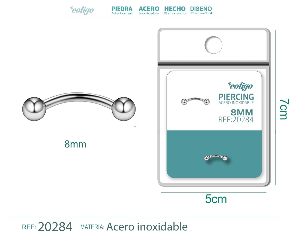 Piercing de acero antialérgico color plateado - Joyería y accesorios