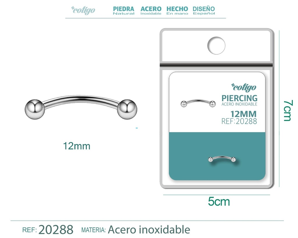 Piercing de acero antialérgico color plateado - Joyería y accesorios