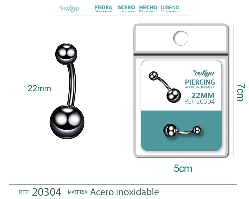 Piercing de acero antialérgico color negro - Joyería y accesorios