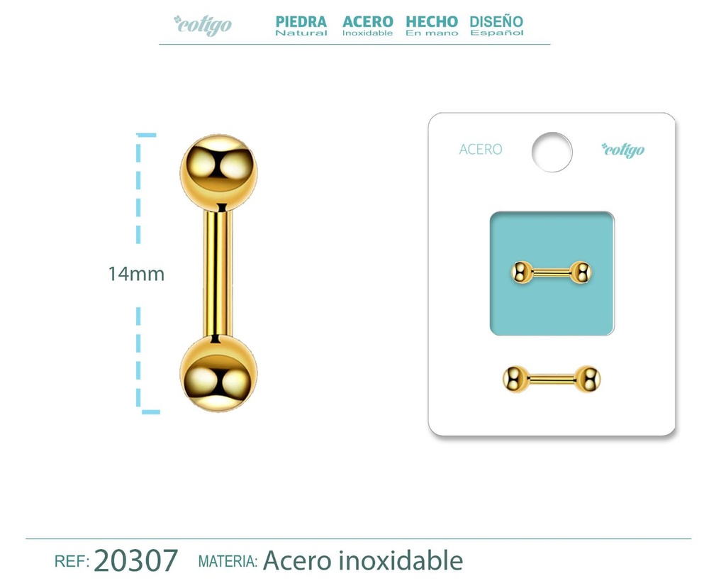 Piercing de Acero Dorado - Joyería a la moda