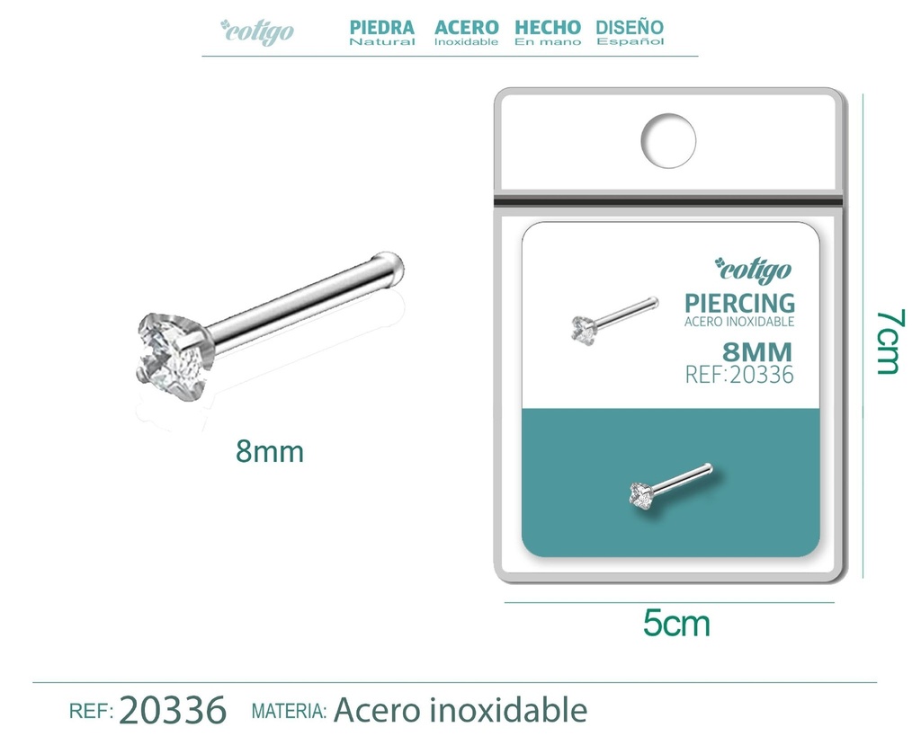 Piercing de acero antialérgico color plateado - Joyería y accesorios