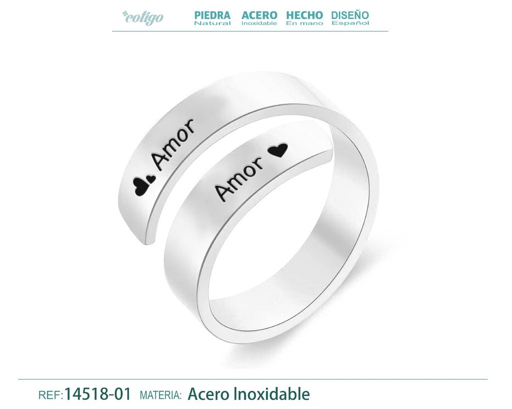 Anillo de Acero con Mensaje Español Plateado - Joyería con personalidad