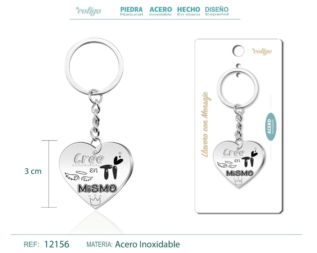 Llavero de acero con mensaje - Accesorios de regalo y personalización